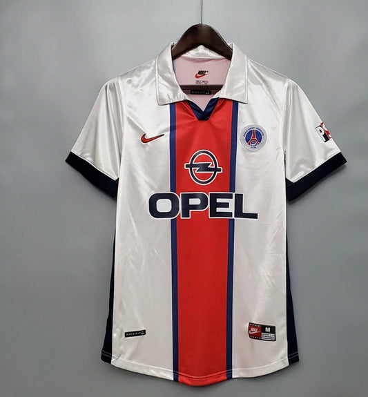 Maillot Paris Saint-Germain Opel 1998 blanc et rouge rétro - pas chère - flocage personnalisé