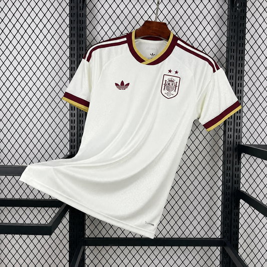 Maillot Espagne 2 etoiles exterieur blanc champions du monde 2026